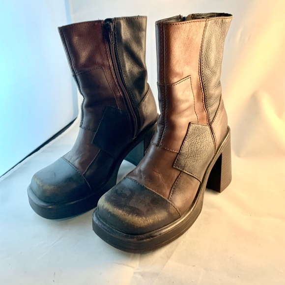 Vintage Steve Madden Brickk Boot size patchwork brown